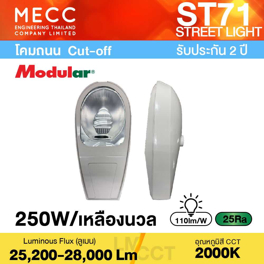 โคมถนนหลังเต่า HPS250W Cut-Off 2026