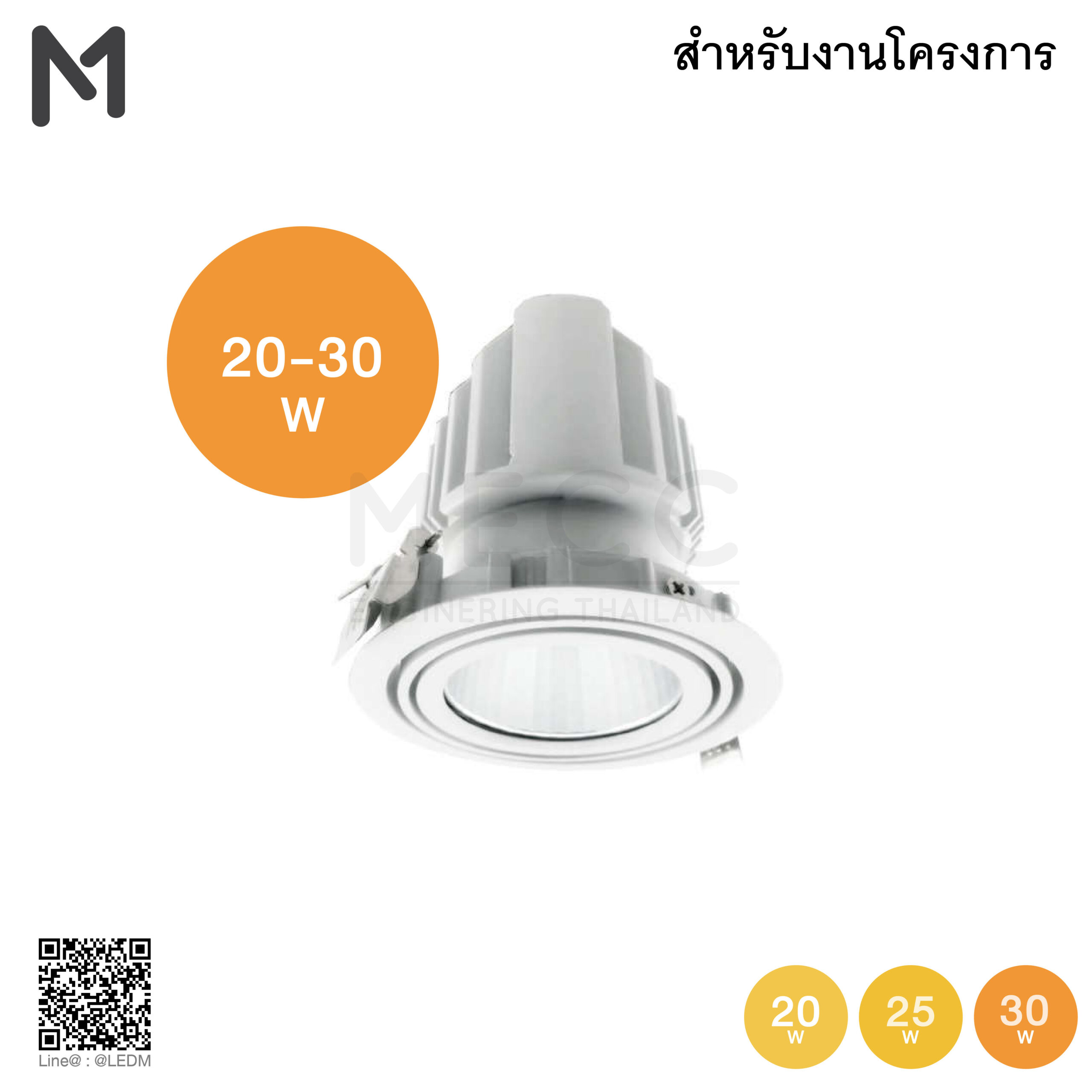 โคมไฟดาวน์ไลท์ฝังฝ้า 20-30W LED Recessed Downlight 20-30W สำหรับงานโครงการ โคมไฟดาวน์ไลท์ฝังฝ้า 20-30W LED Recessed Downlight 20-30W สำหรับงานโครงการ