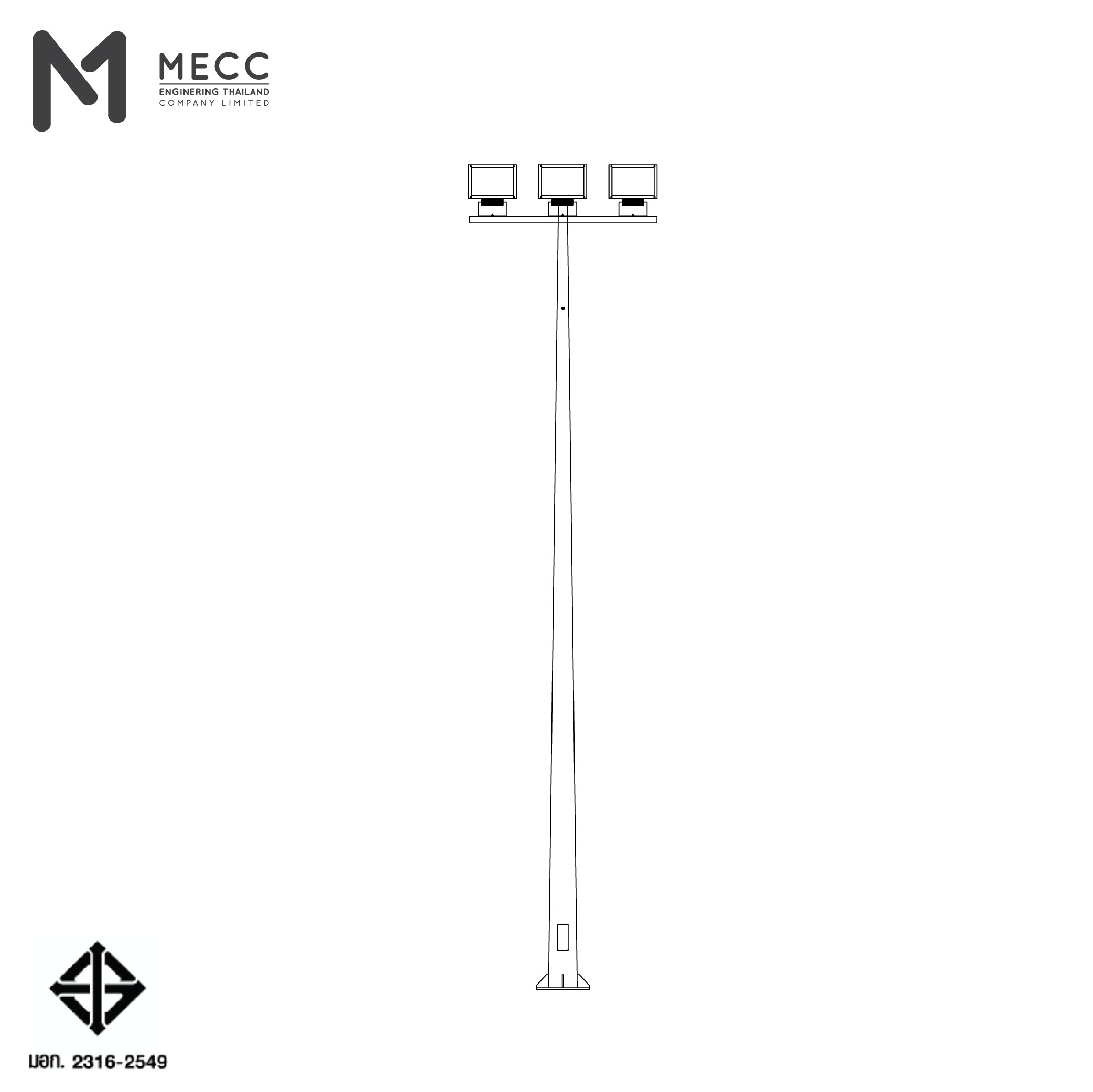เสาไฟโพสท็อป 6 เมตร กิ่งทีบาร์ สำหรับ 3 โคม ( Lighting Pole 6 meters with T-bar for 3 Head Lights) เสาไฟโพสท็อป 6 เมตร กิ่งทีบาร์ สำหรับ 3 โคม ( Lighting Pole 6 meters with T-bar for 3 Head Lights)