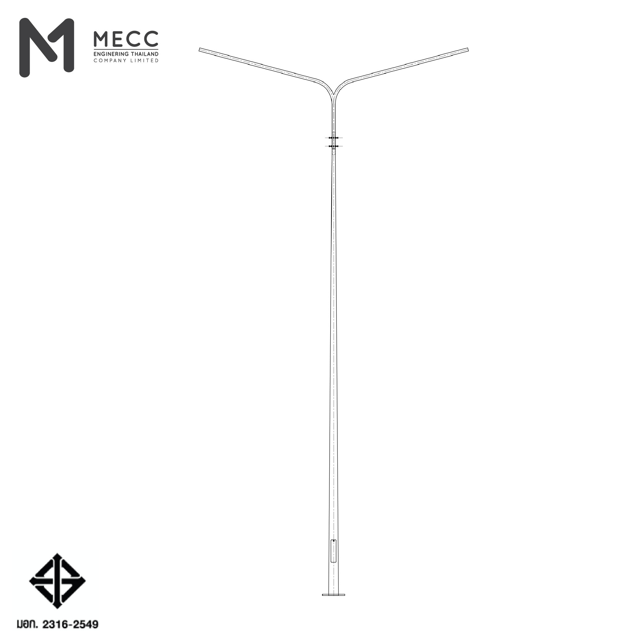 เสาไฟกิ่งคู่ 10 เมตร ( Double-Bracket Lighting Pole 10 meters) เสาไฟกิ่งคู่ 10 เมตร ( Double-Bracket Lighting Pole 10 meters)
