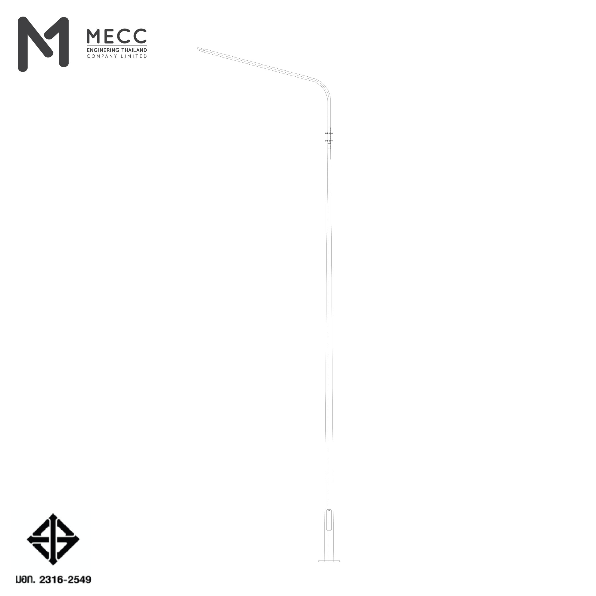 เสาไฟกิ่งเดี่ยว 12 เมตร ( Single-Bracket Lighting Pole 12 meters ) เสาไฟกิ่งเดี่ยว 12 เมตร ( Single-Bracket Lighting Pole 12 meters )
