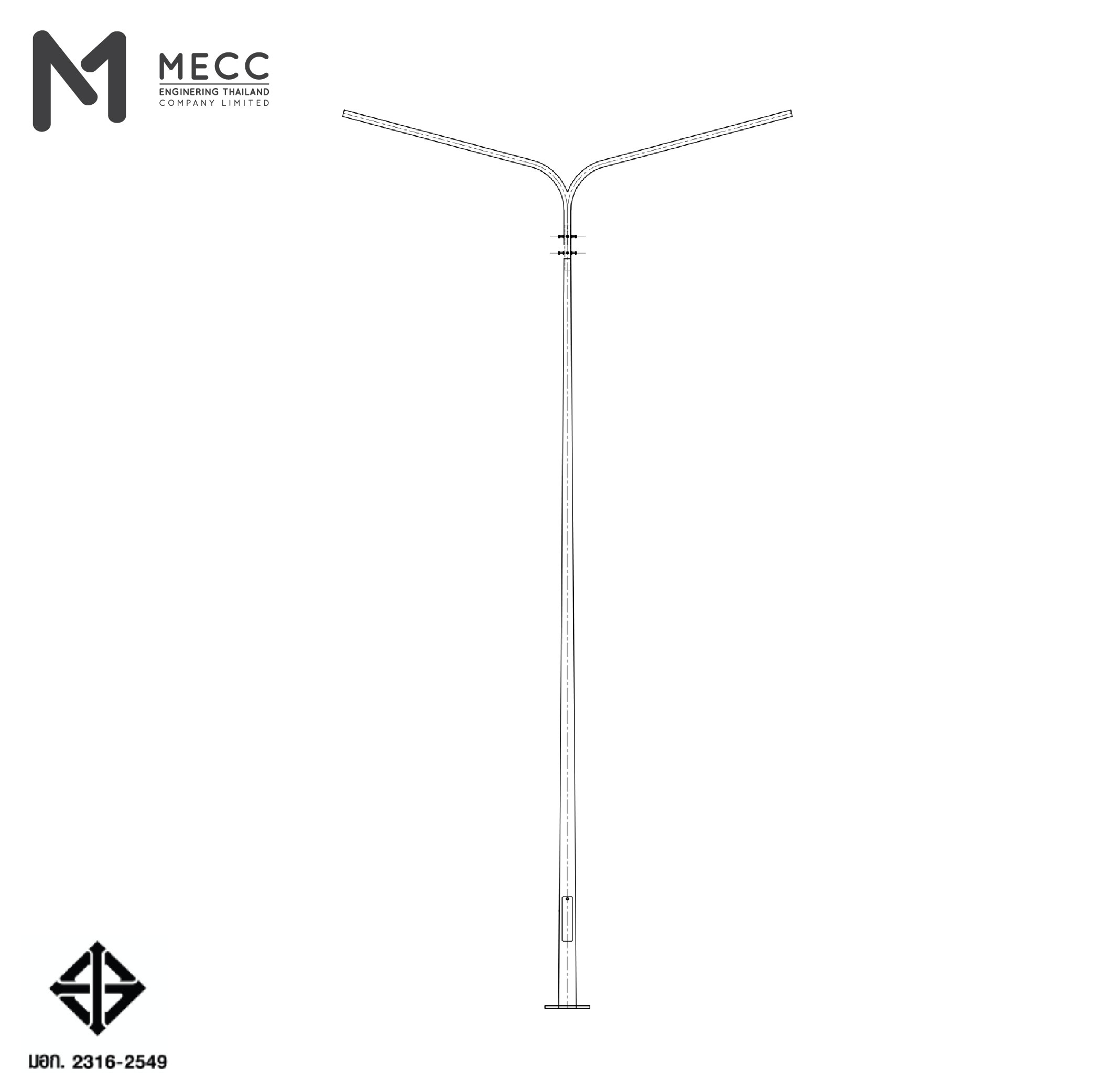 เสาไฟกิ่งคู่ 8 เมตร ( Double-Bracket Lighting Pole 8 meters) เสาไฟกิ่งคู่ 8 เมตร ( Double-Bracket Lighting Pole 8 meters)