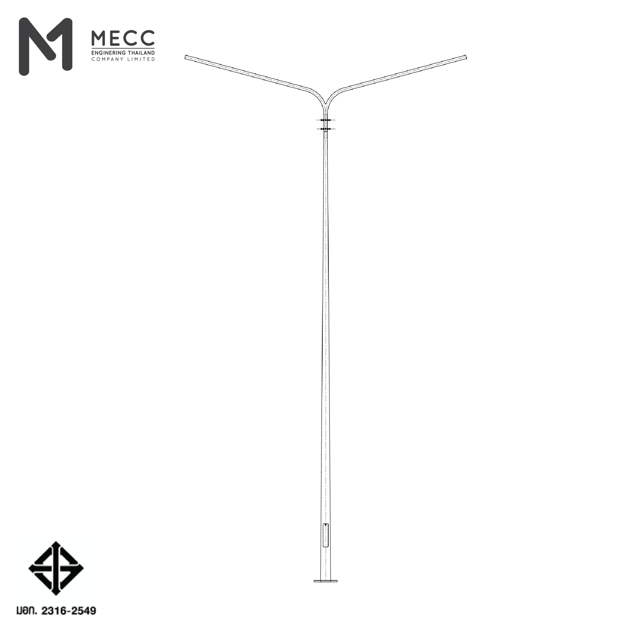 เสาไฟกิ่งคู่ 9 เมตร ( Double-Bracket Lighting Pole 9 meters) เสาไฟกิ่งคู่ 9 เมตร ( Double-Bracket Lighting Pole 9 meters)
